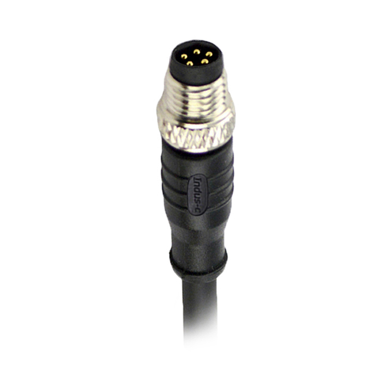 M8 5pins B code male straight molded cable, unshielded, PVC, -40°C~+105°C, 24AWG 0.25mm²